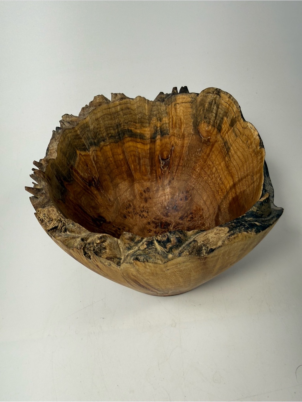 Natural hand turned crafted Burl Birds Eye maple Wood Decorative bowl live edge - Picture 3 of 9